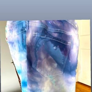 Custom ice dye crop jeans
